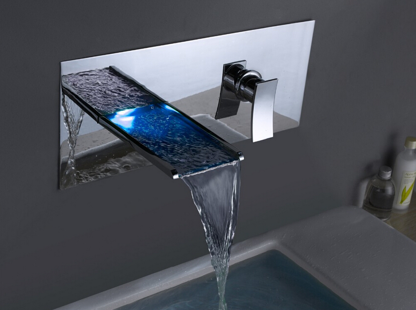 moderne led waterfall vessel bathroom sink faucet